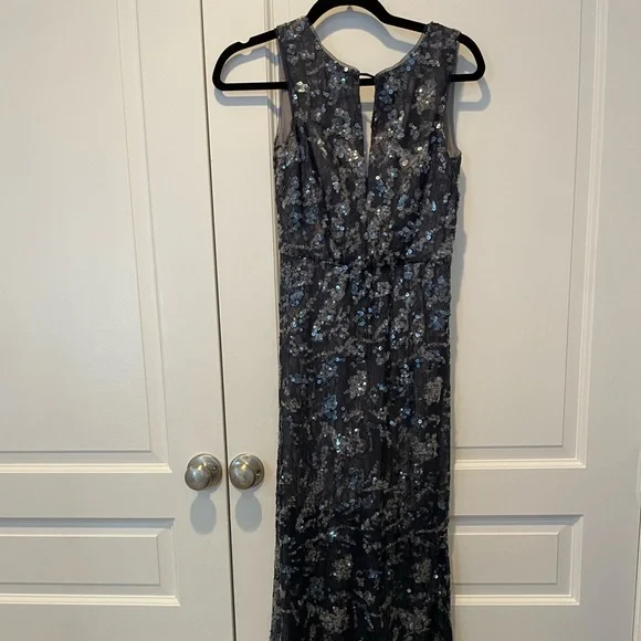 bcbg blue sequin dress BCBG Navy sequin maxi dress